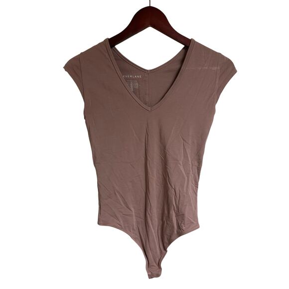 Everlane One Piece Bodysuit Thong Size S Short Sleeve Purple Supima Cotton - Picture 2 of 5